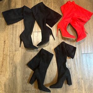 3 pairs of high heel boots bundle